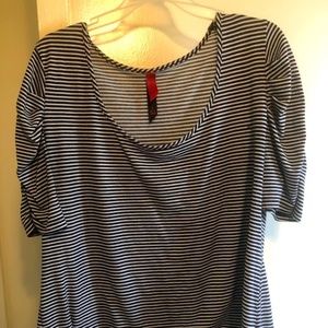 Torrid Scoop Neck Blue and White Stripe Shirt
